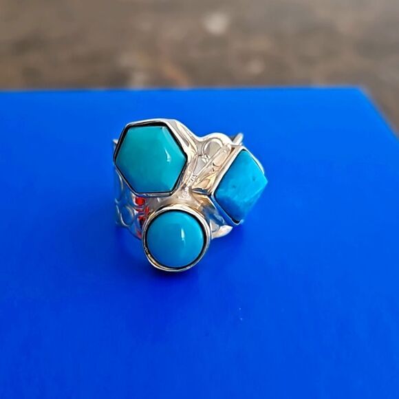 Sterling silver and turquoise ring - Picture 1 of 6